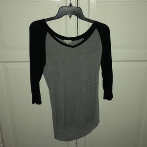 Black and grey semi long sleeve shirt.